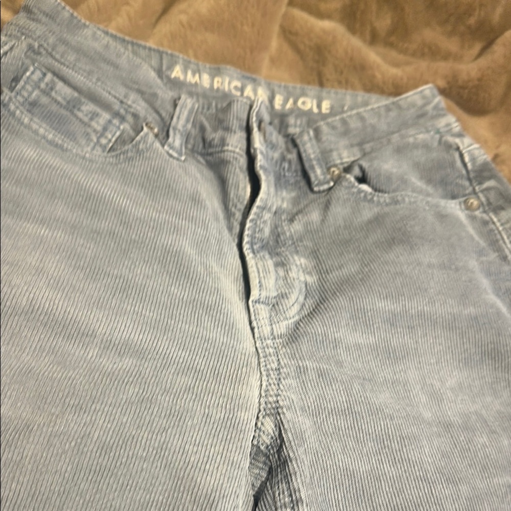 AE-Light Blue Women's stretch corduroy Jeans size 0 - Picture 2 of 6
